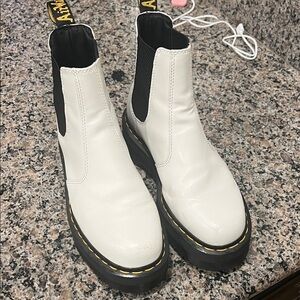White and Black Chelsea Boots